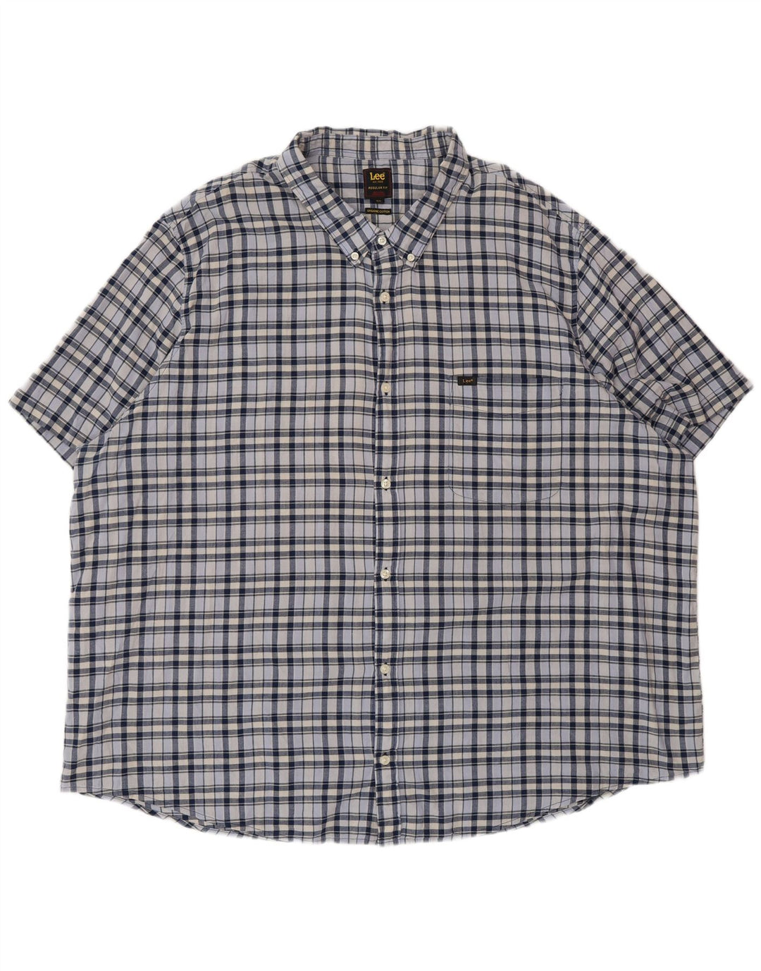 Cămașă cu mânecă scurtă Lee pentru bărbați, 5XL, albastru, cu carouri