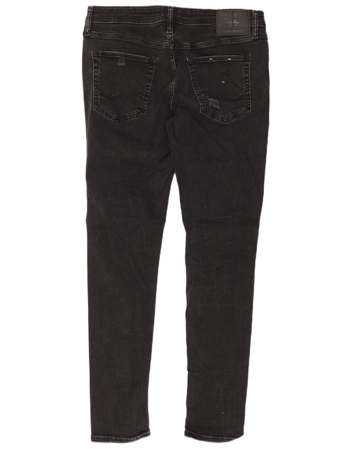 Blugi slim pentru bărbați Jack & Jones Distressed W34 L32 bumbac negru