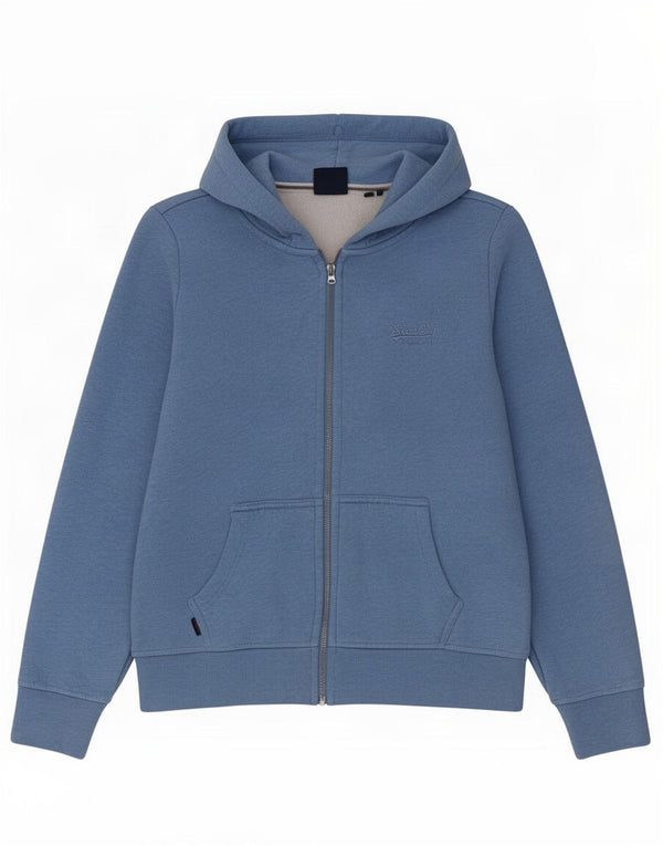 Pulover Superdry pentru femei cu fermoar, UK 14, mare, albastru, bumbac