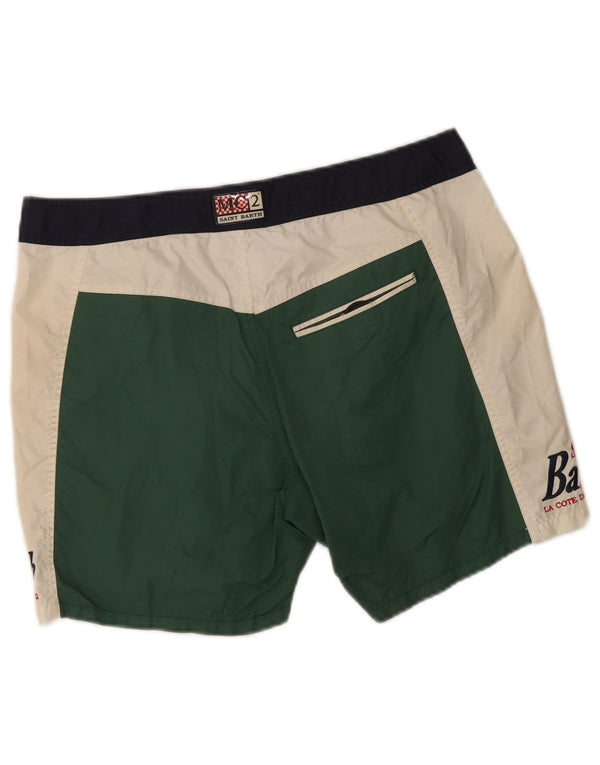 MC2 SAINT BARTH Pantaloni scurți de înot cu grafică pentru bărbați XL, nailon color blocuri, verde