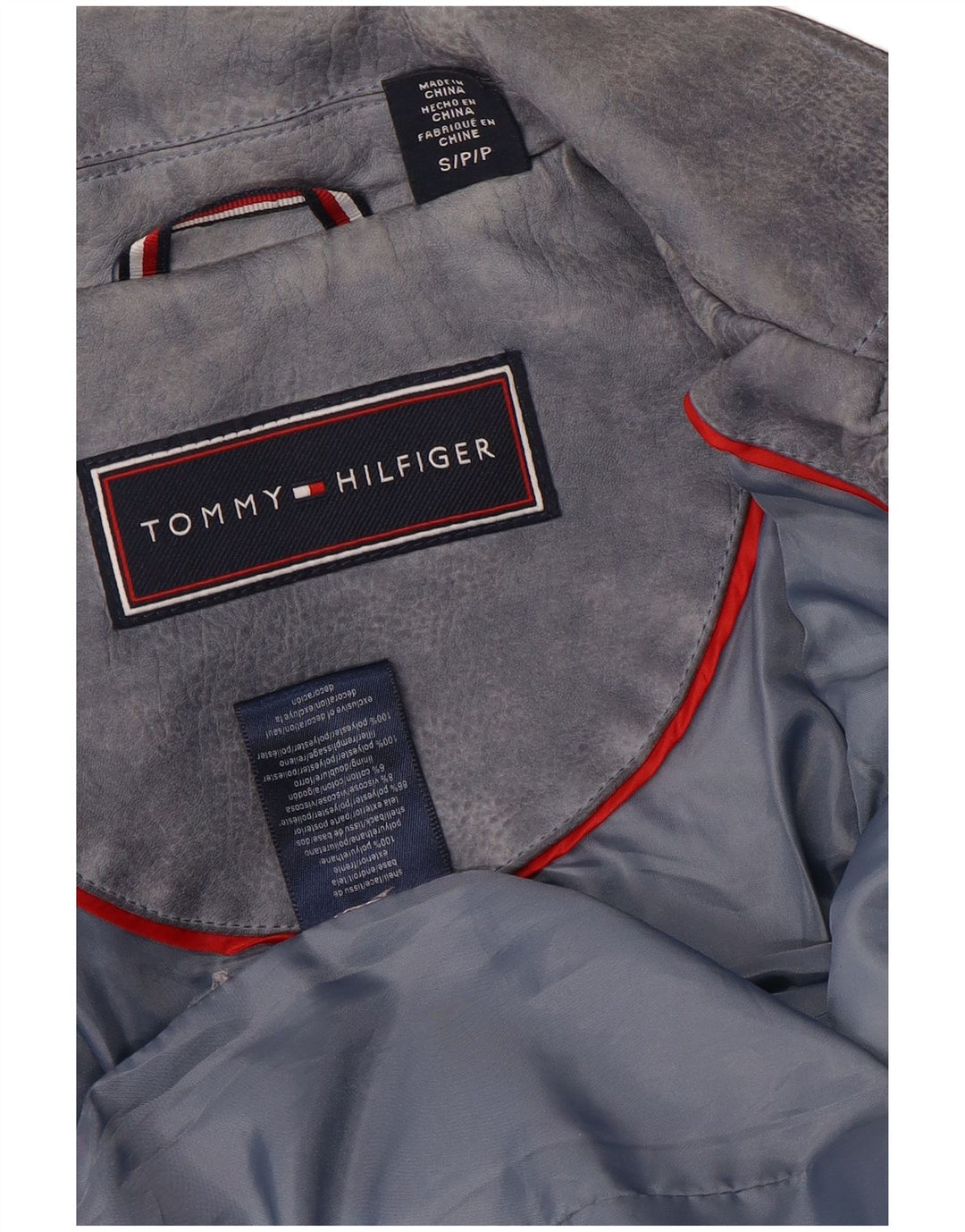 Geaca de motociclist din piele artificială Tommy Hilfiger pentru femei UK 10, gri mic
