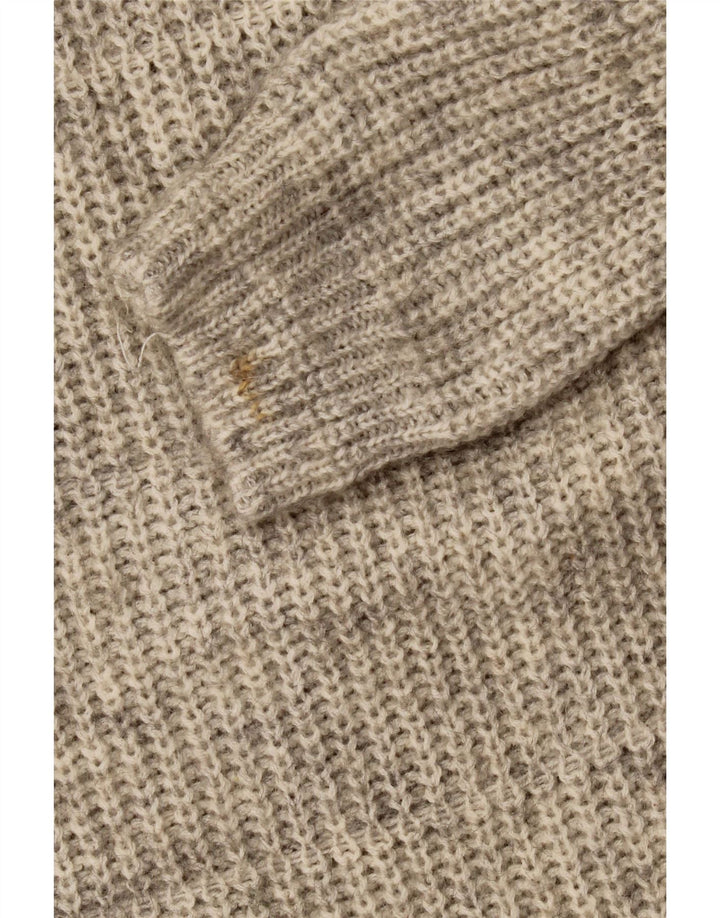 Pulover vintage pentru femei cu paragate cu gât turnut, UK 14, gri mediu
