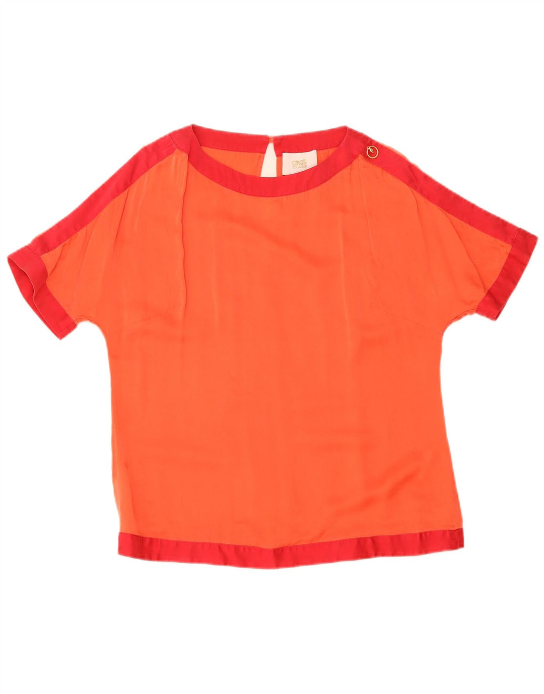 Bluză supradimensionată pentru femei Cavalli Top US 1 XS Orange Colorblock Mătase