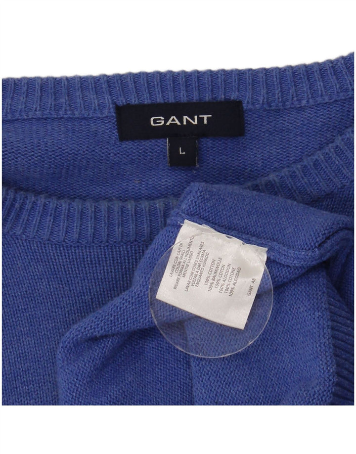 Pulover Gant pentru bărbați, cu gât de barcă, mare, albastru, bumbac