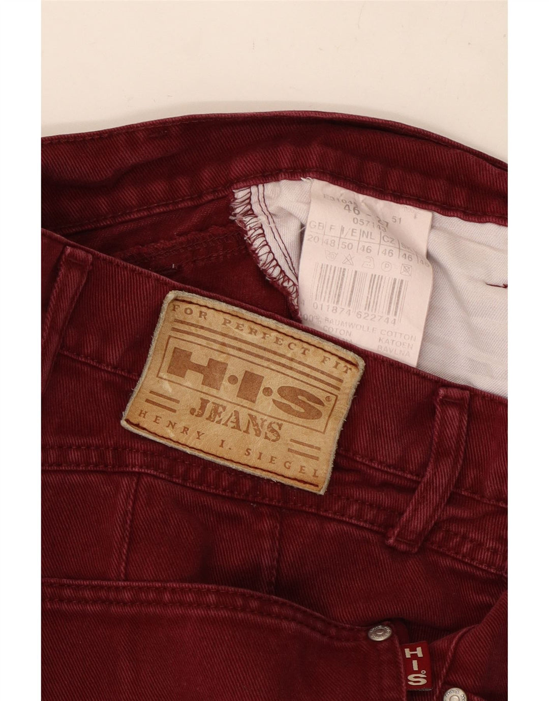 H.I.S Blugi conici crop cu talie înaltă pentru femei UK 20 2XL W34 L25 Burgundy