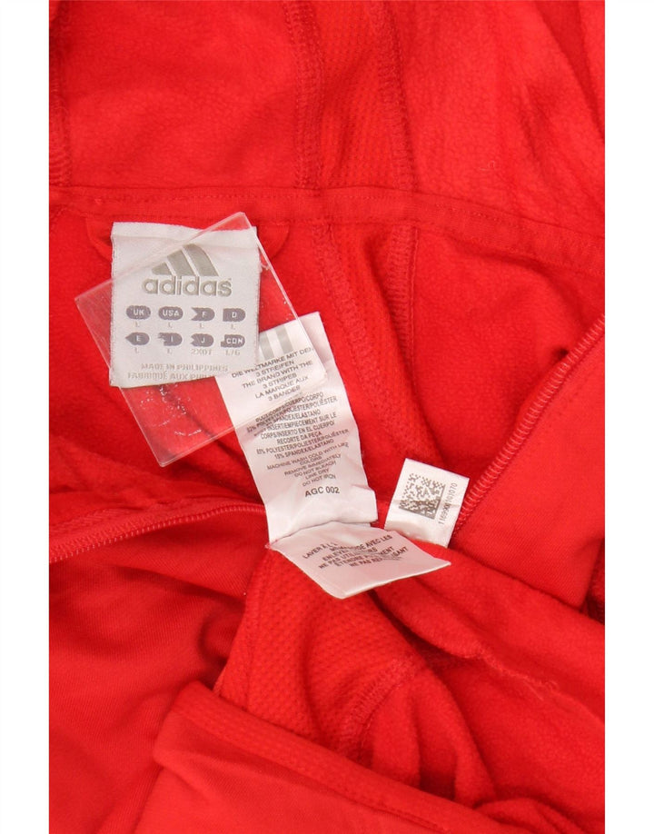 Pulover cu capota cu fermoar Adidas pentru femei UK 14 Poliester roșu mare