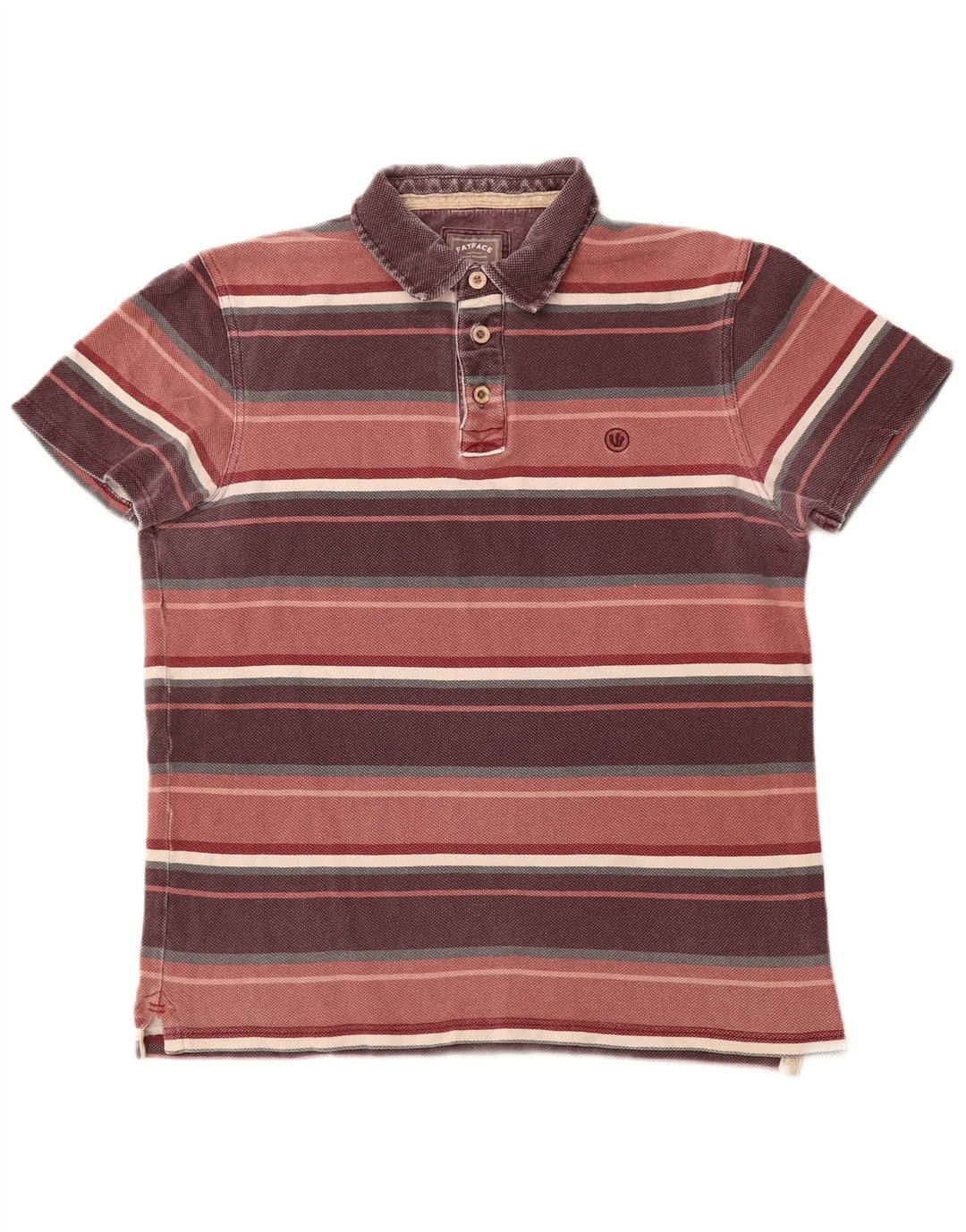 FAT FACE Tricou polo pentru bărbați, bumbac cu dungi Burgundy mediu