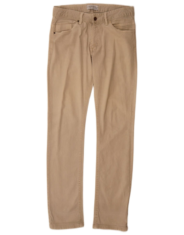 Pantaloni casual slim pentru bărbați Zara EU 38 Mici L30 L32 Bej Bumbac