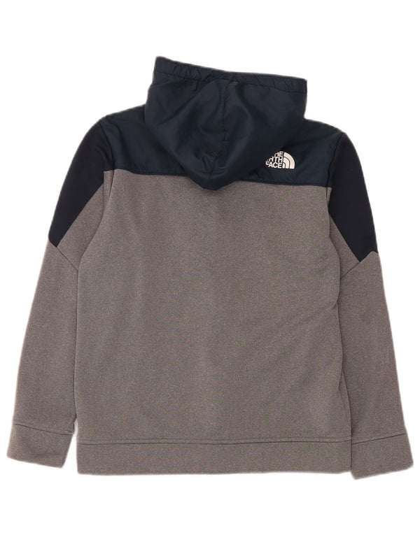 Pulover cu capota cu fermoar The North Face pentru băieți 11-12 ani, mare, gri, bloc de culoare