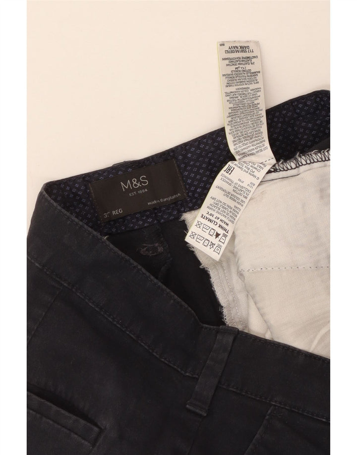 MARKS & SPENCER Pantaloni scurți chino pentru bărbați, de culoare normală, W32, bumbac bleumarin mediu