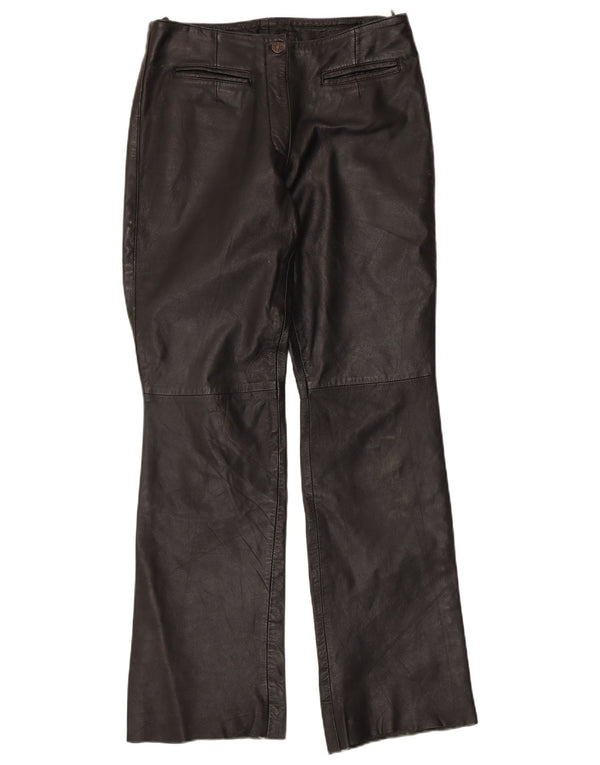 VINTAGE Pantaloni de piele bootcut pentru femei UK 12 Medium W30 L32 Negru