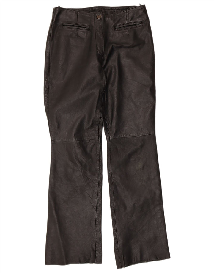 VINTAGE Pantaloni de piele bootcut pentru femei UK 12 Medium W30 L32 Negru