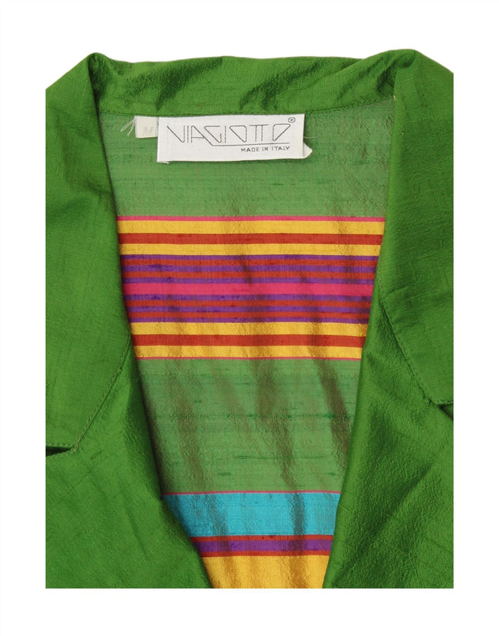 VINTAGE Top cardigan cu mânecă scurtă pentru femei UK 12 Medium Green Dunge Retro