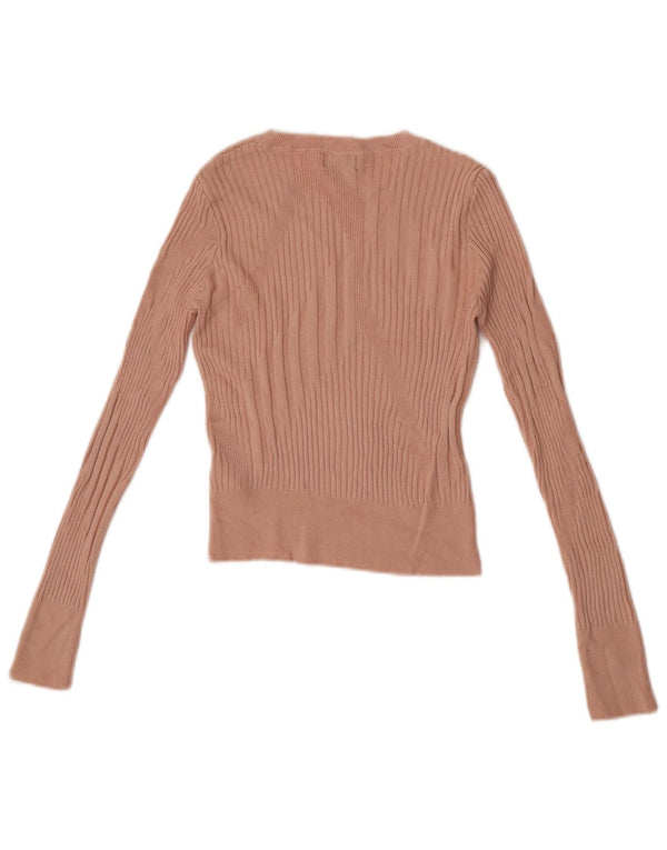 Topshop Crop Top pentru femei cu mânecă lungă UK 6 XS roz viscoză