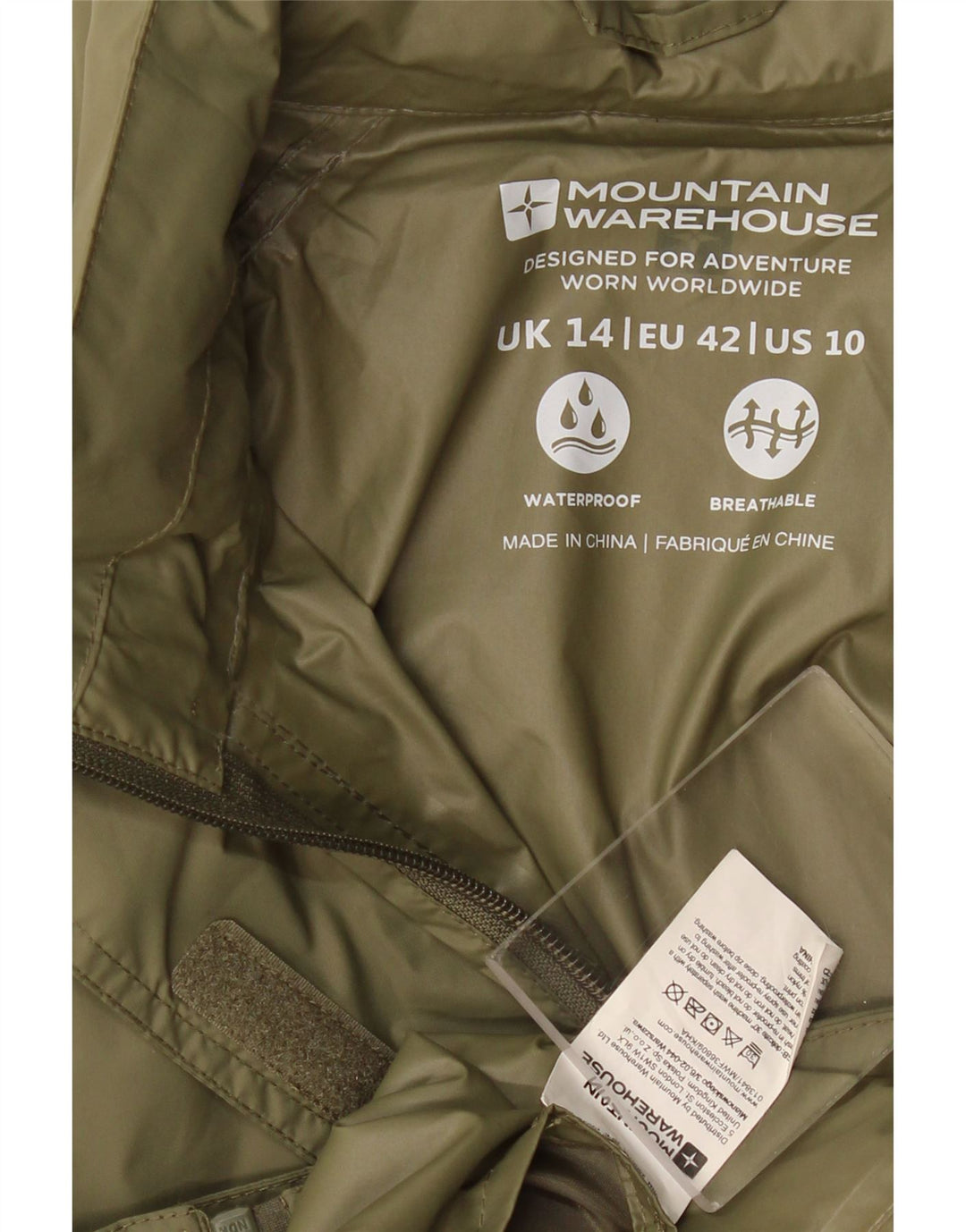 Jachetă de ploaie pentru femei Mountain Warehouse UK 14, nailon mare kaki