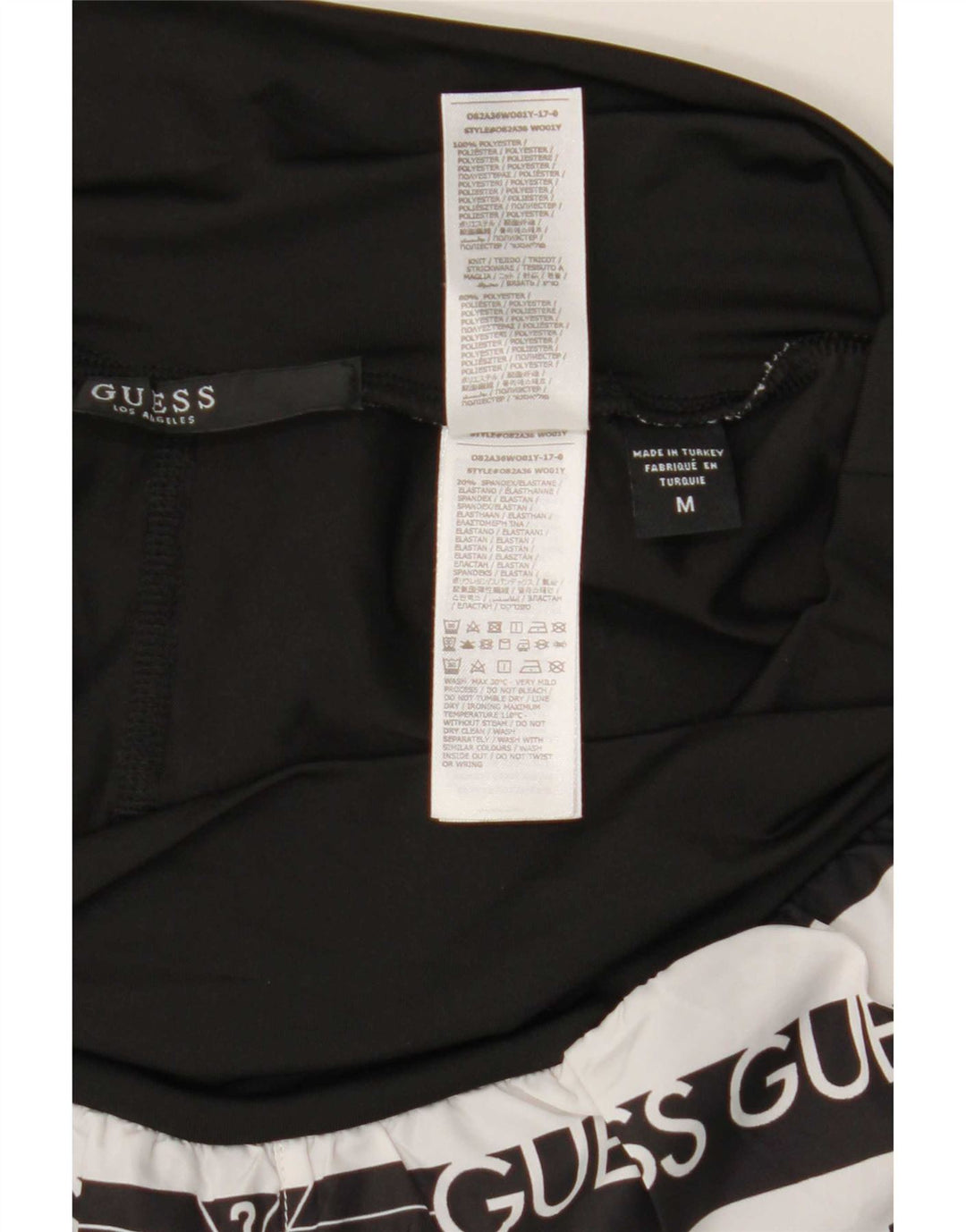 Pantaloni scurți sport grafic Guess pentru femei UK 12 Poliester cu dungi negre medii