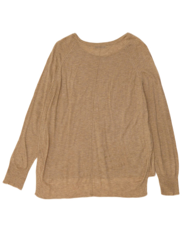 Zara Womens Boat Neck Jumper Sweater UK 14 Large Beige Flecked