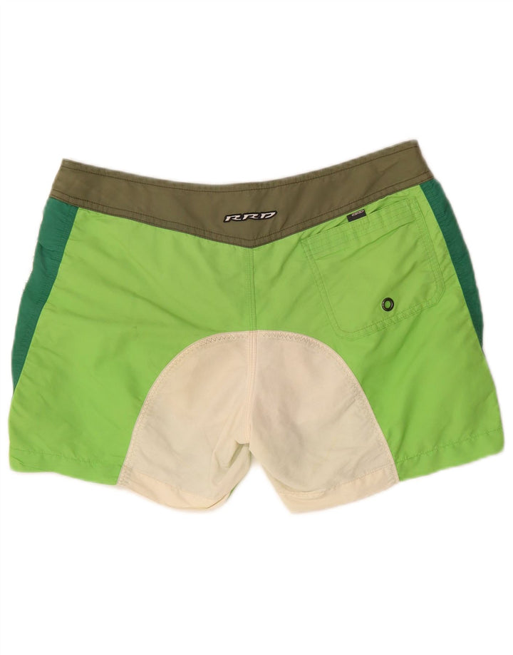 Pantaloni scurți de înot grafic RRD pentru bărbați, verde mediu, poliester color bloc