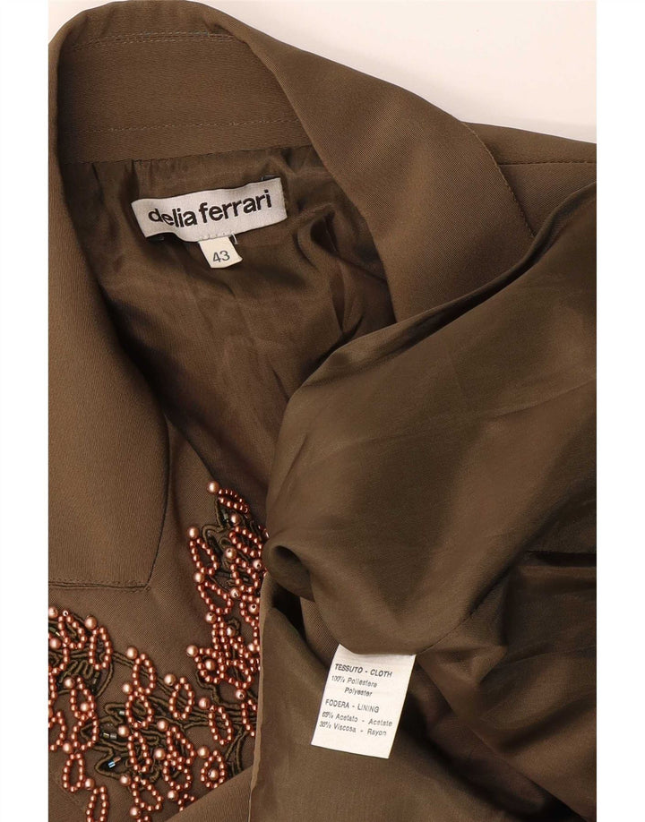 Jachetă Blazer Femei Delia Ferrari cu 2 nasturi IT 43 Medium Kaki Poliester