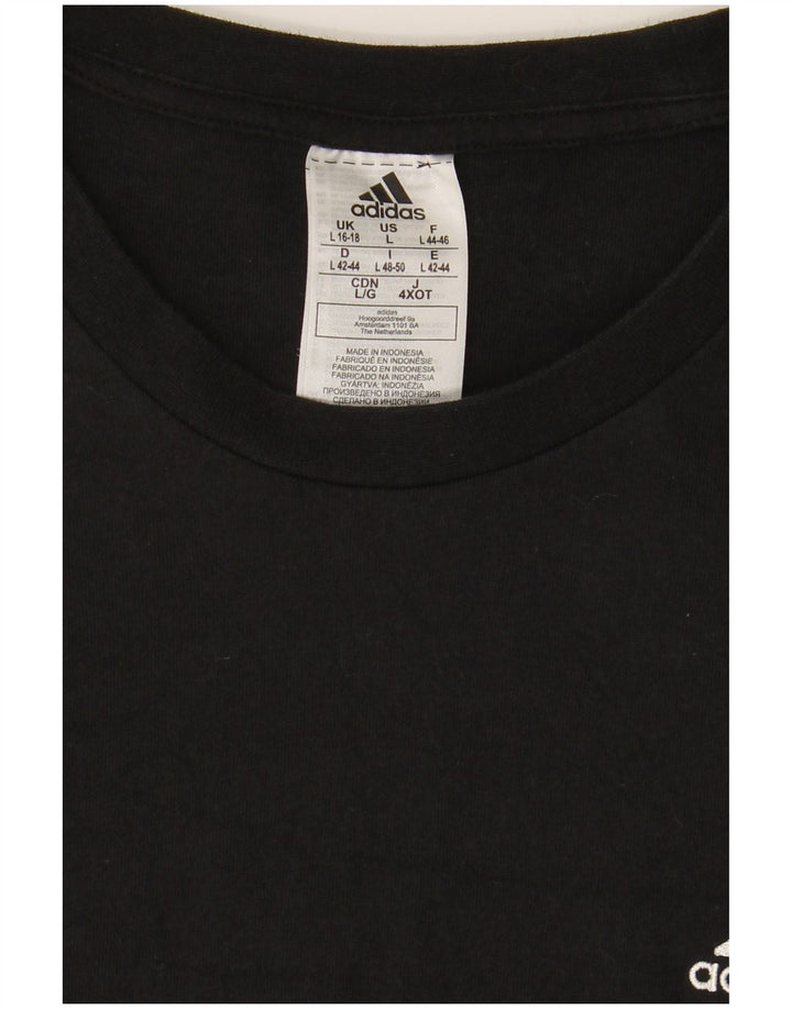 Top pentru femei ADIDAS cu mânecă lungă UK 16/18 mare, negru, bumbac