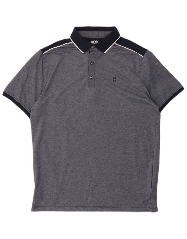 Tricou polo pentru bărbați DKNY, bumbac, albastru bleumarin mediu