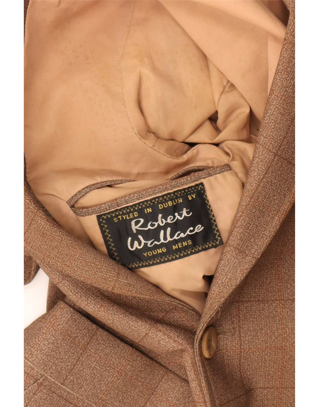 Vintage Boys 2 Button Blazer Jacket 6-7 ani Brown Check