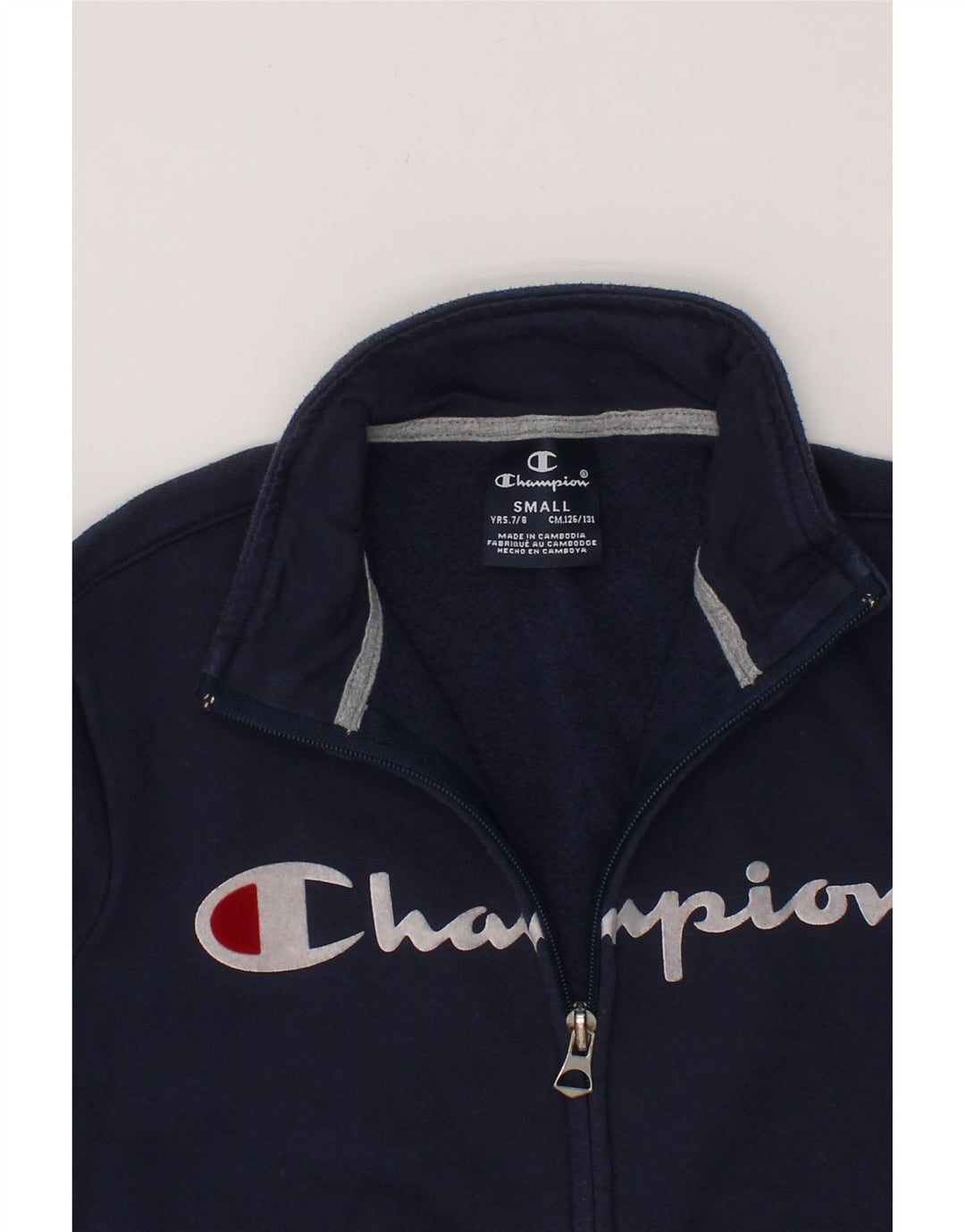 CHAMPION Boys Graphic Tracksuit Top Jacket 7-8 Years Small  Navy Blue Vintage Champion and Second-Hand Champion from Messina Hembry 