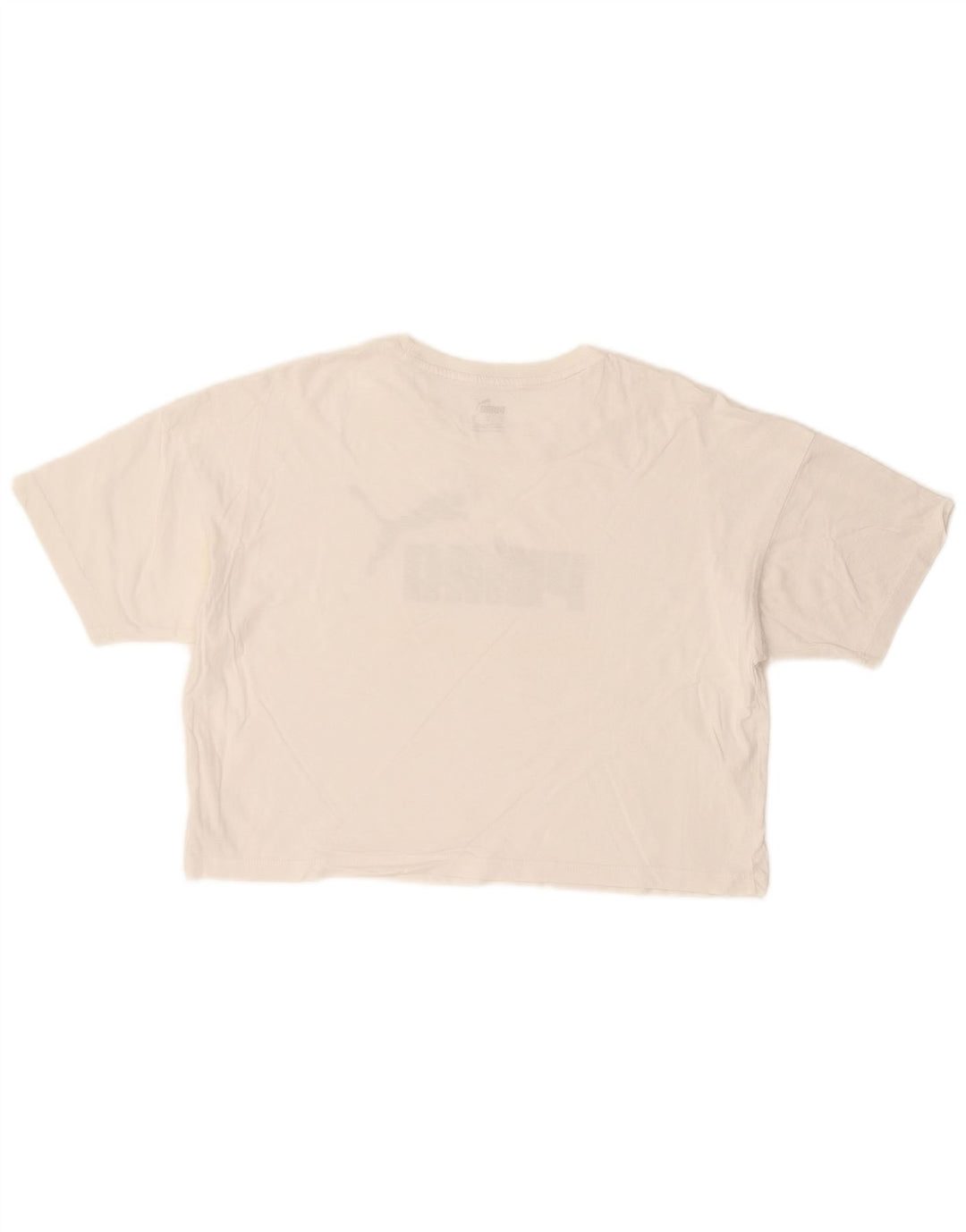 PUMA Womens Crop Graphic T-Shirt Top UK 14 Medium White