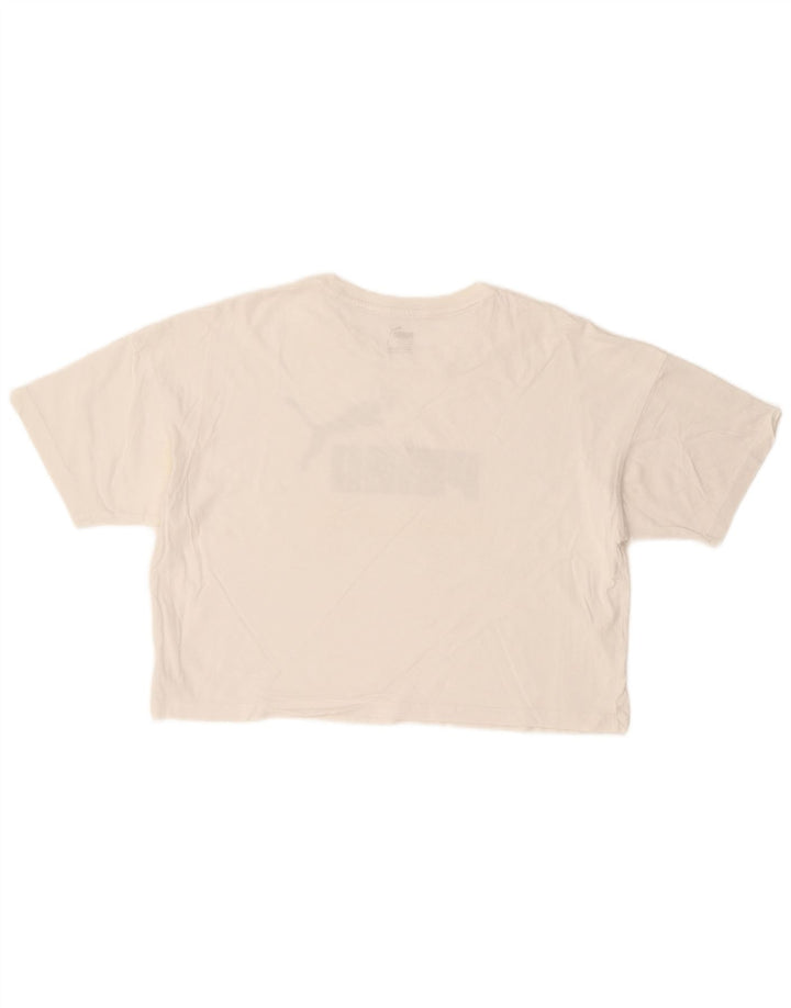 PUMA Womens Crop Graphic T-Shirt Top UK 14 Medium White