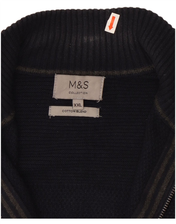 Pulover cardigan pentru bărbați Marks & Spencer, bumbac bleumarin 2XL