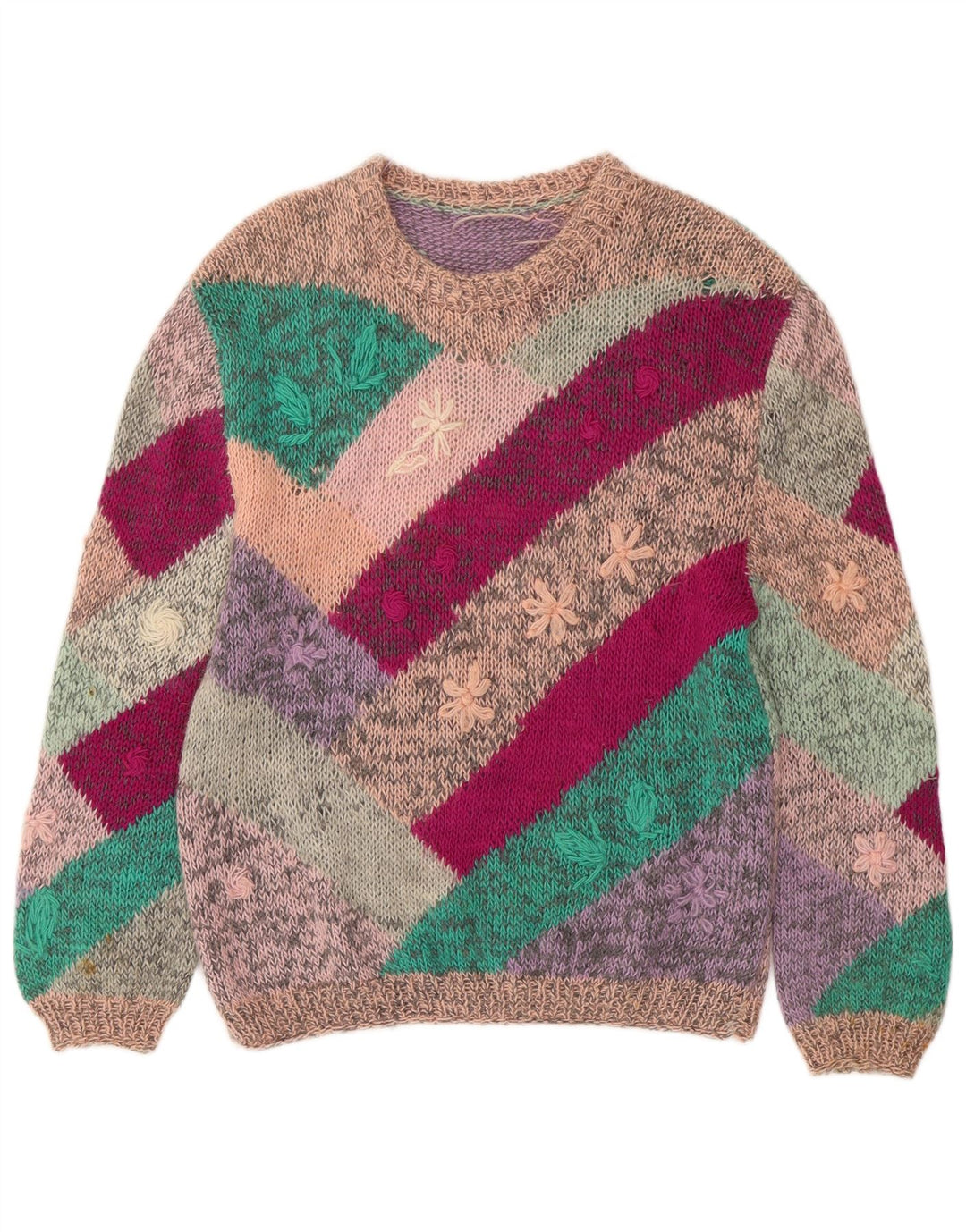 Pulover pentru femei VINTAGE cu gâtul cu barca UK 18 XL Multicolor Floral