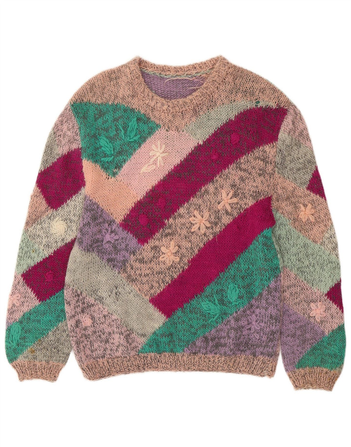 Pulover pentru femei VINTAGE cu gâtul cu barca UK 18 XL Multicolor Floral