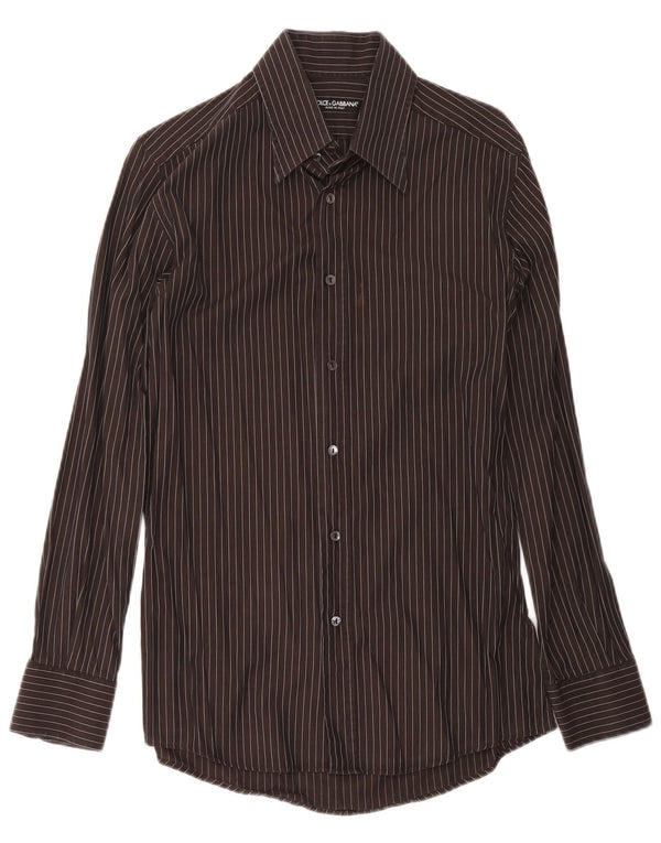 Cămașă pentru bărbați Dolce & Gabbana Mărimea 40 15 1/2 Medium Black Pinstripe
