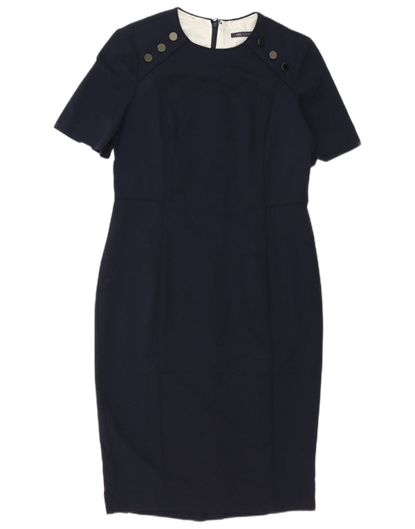 Marks & Spencer Womens Sheath Dress UK 14 Large Navy Blue Polyester