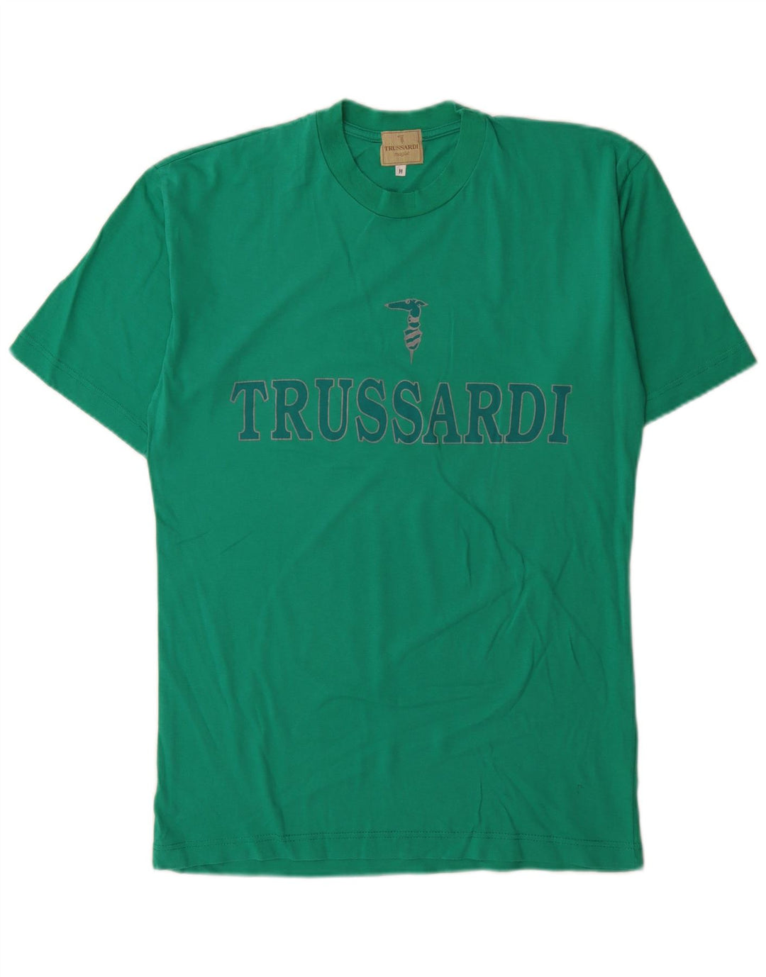 Tricou grafic Trussardi pentru bărbați Top din bumbac verde mediu