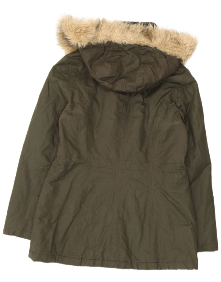 Marks & Spencer jachetă parka cu glugă pentru femei UK 12 bumbac kaki mediu