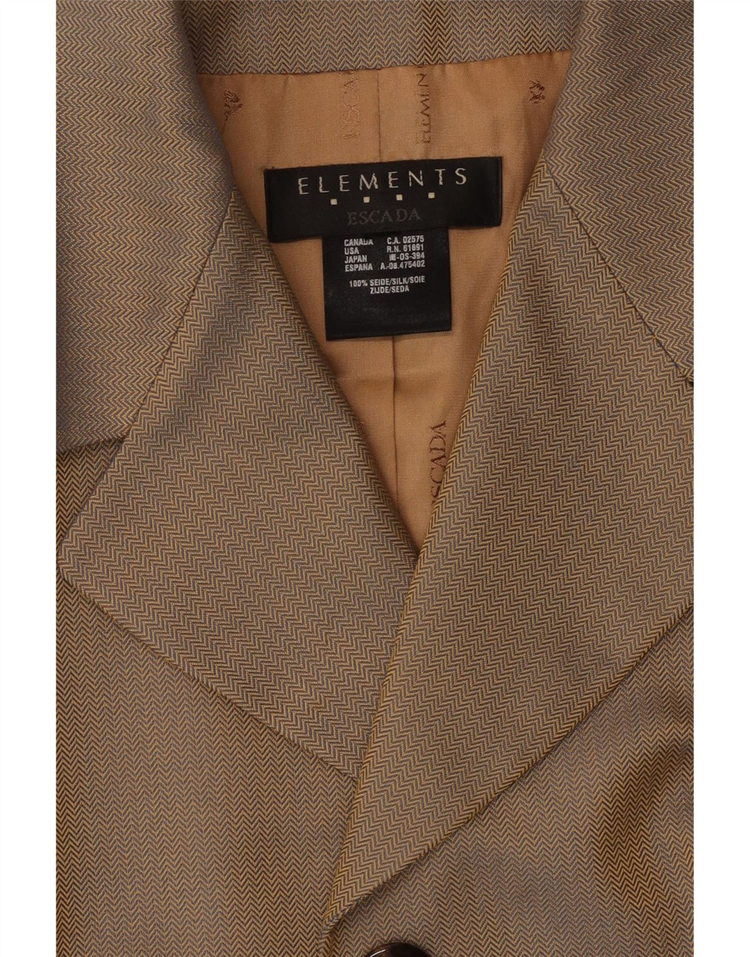 Jachetă Escada pentru femei Elements Blazer UK 12 Medium Bej Herringbone