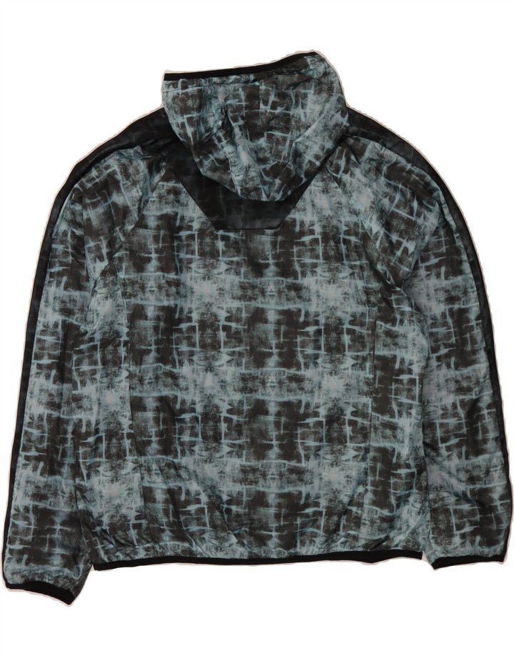 ELLESSE Womens Hooded Rain Jacket UK 16 Large Blue Colourblock Polyester Vintage Ellesse and Second-Hand Ellesse from Messina Hembry 