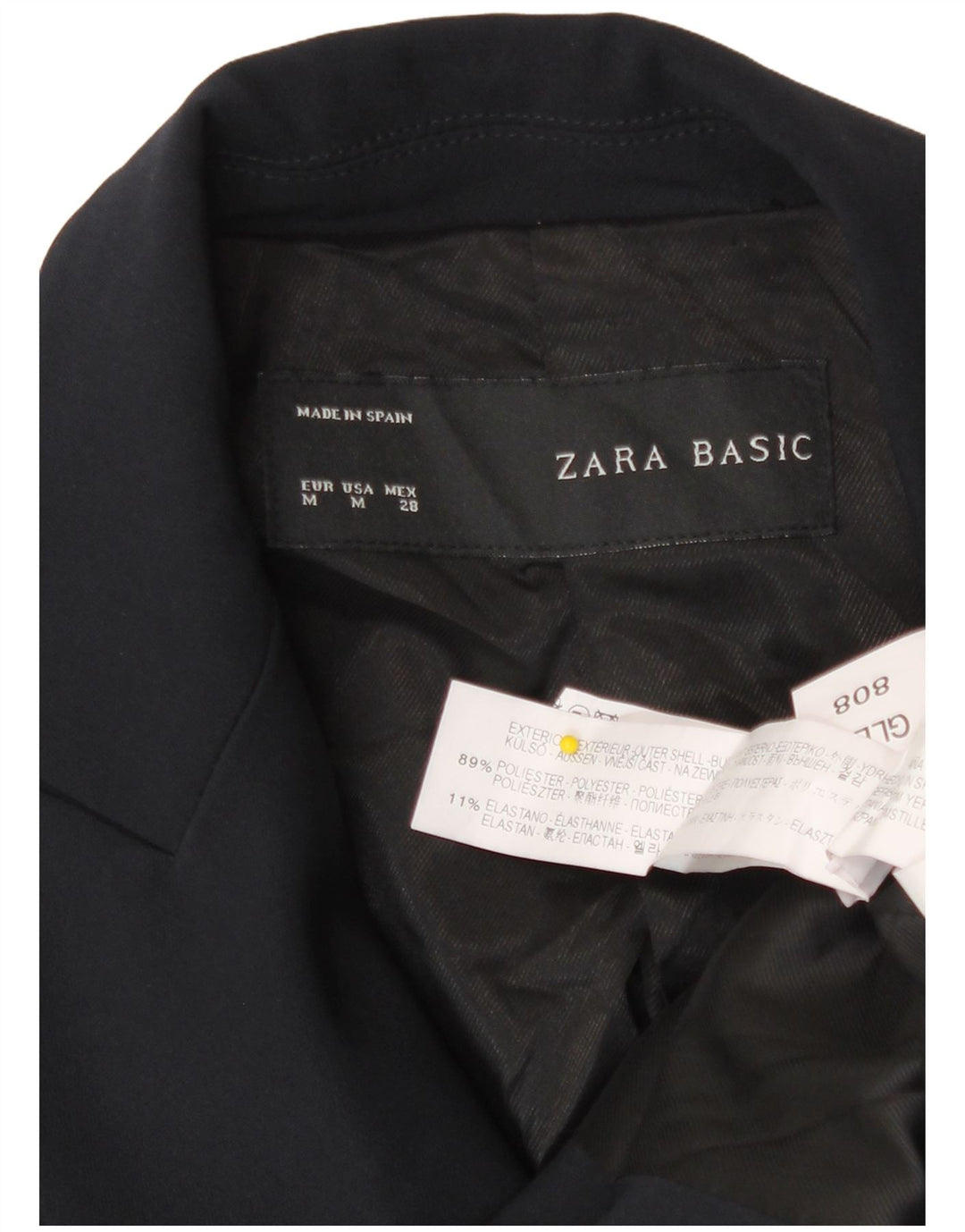 Jachetă Blazer pentru femei Zara, cu două piepturi, UK 12 Mediu, bleumarin, poliester