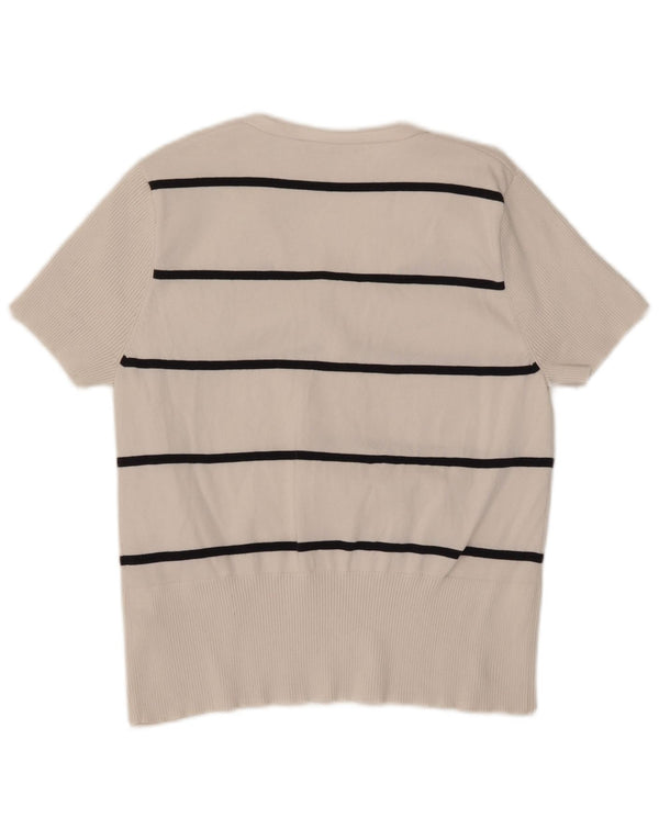Tommy Hilfiger Womens T-Shirt Top UK 14 Large White Striped Cotton