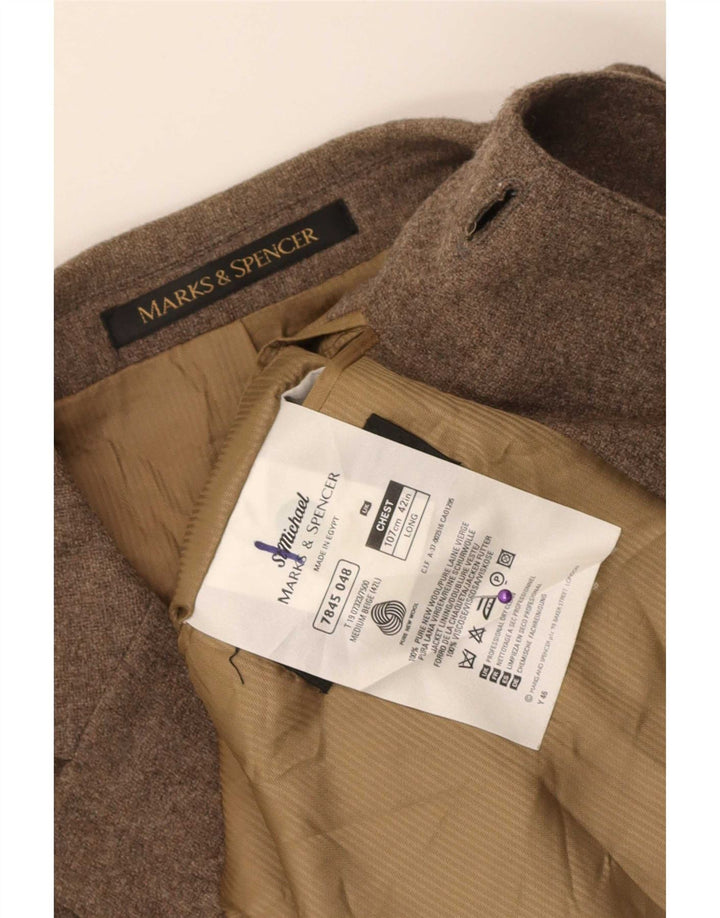 Jachetă pentru bărbați Marks & Spencer, cu 3 nasturi, UK 42, mare, lână nouă, maro
