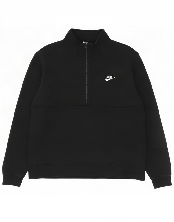 Pulover Nike pentru bărbați, cu fermoar și gât, bumbac negru 2XL
