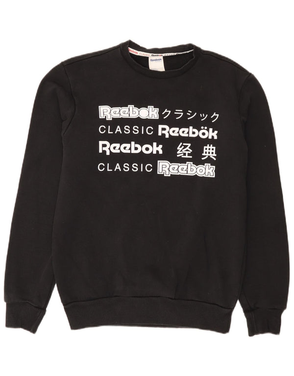 Pulover grafic pentru bărbați Reebok, bumbac mic, negru