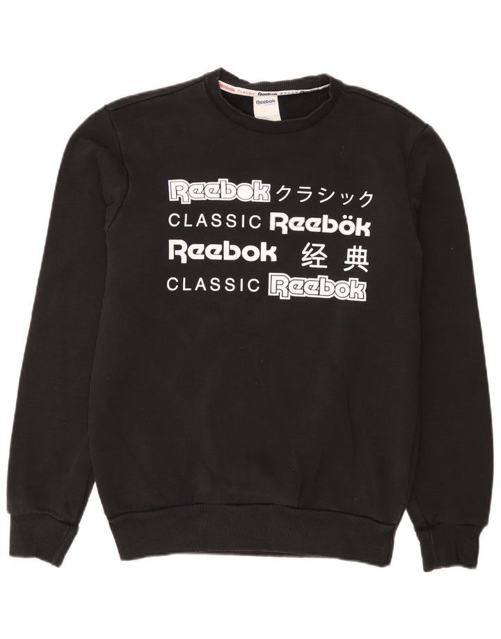 Pulover grafic pentru bărbați Reebok, bumbac mic, negru