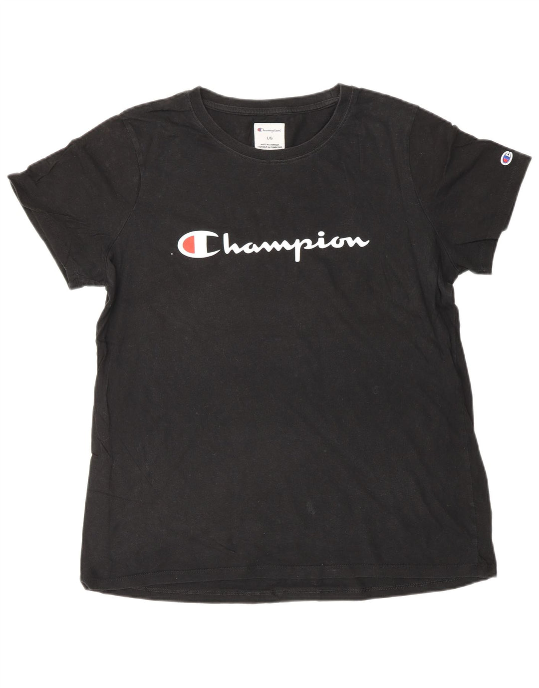 Tricou grafic Champion pentru femei Top UK 16 Large Black Bumbac