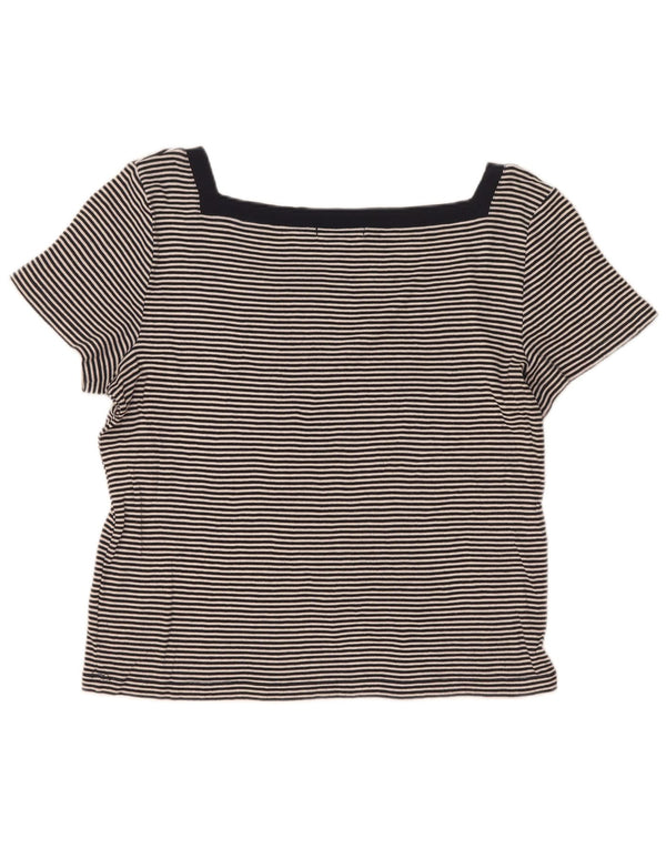 Top tricou Chaps pentru femei UK 18 XL, bumbac negru cu dungi