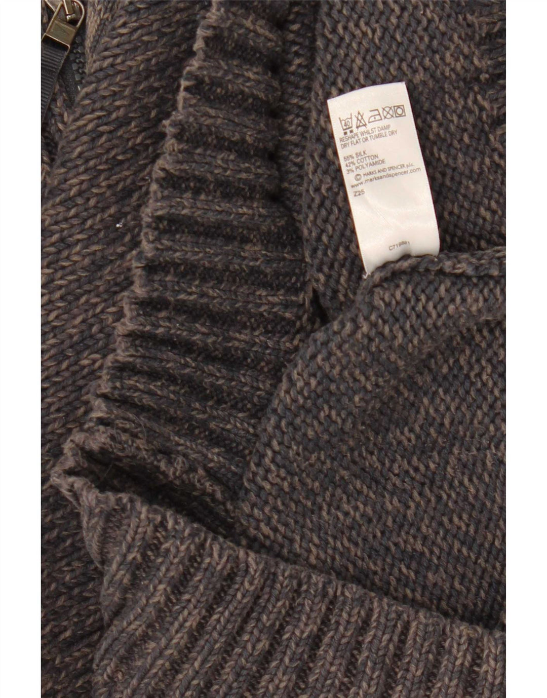 Pulover pentru bărbați Marks & Spencer, cu fermoar, cu gât, mătase mică, albastru marin