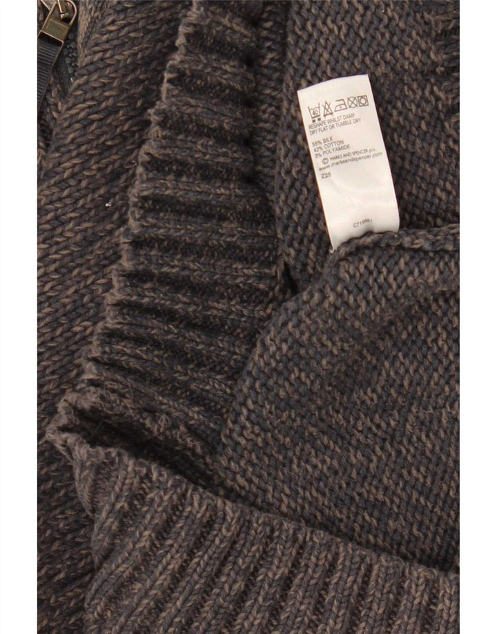 Pulover pentru bărbați Marks & Spencer, cu fermoar, cu gât, mătase mică, albastru marin
