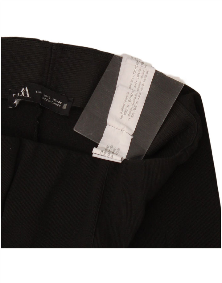 Pantaloni de damă Zara Casual Flare Mari L32 L26 Poliester negru