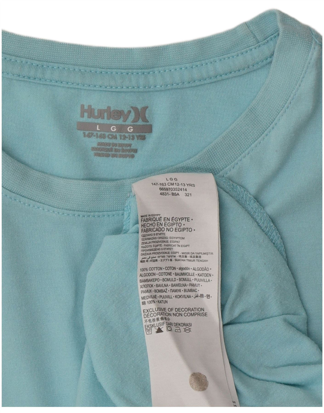 Tricou grafic pentru băieți Hurley Top 12-13 ani mare, albastru, bumbac